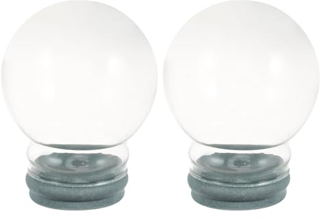 HOOTNEE Bola de Agua Redonda de Vidrio para Manualidades DIY, 2 Piezas con Base de Goma, Alta Transparencia para Adorno Navideño de Cumpleaños