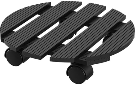 Peviasot Rullo per piante rotondo in WPC, diametro 30 cm, stabile supporto per piante con ruote e freno di stazionamento, resistente alle intemperie, portata fino a circa 80 kg, per interni ed esterni