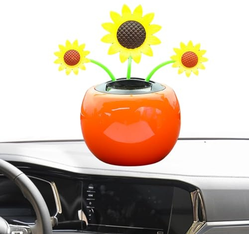 Suxdlan Flores danzantes solares Que sacuden la Cabeza, Adornos para Coche, Juguete con energía Solar para decoración de Escritorio de Oficina, Girasol