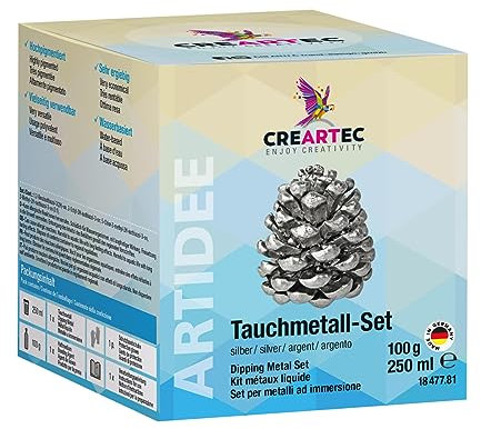CREARTEC Tauchmetall-Set - silber - Kreativset - zum Überziehen von Gegenständen - schadstofffrei - 350g - Made in Germany