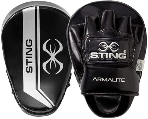 STING Armalite Focus Handschuhe für Boxen, Sparring, MMA und Muay Thai, langlebige Boxhandschuhe, Boxausrüstung für Erwachsene, Männer, Frauen und Kinder, Schwarz/Silber