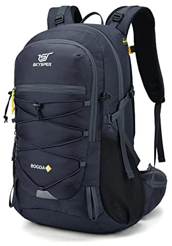 SKYSPER BOGDA 35 Wanderrucksack 35L Camping Backpack mit Rückenbelüftung & Trinksystem Trekkingrucksack aus atmungsaktivem 3D Air Mesh Polyester Camping Outdoor Wandern Rucksack