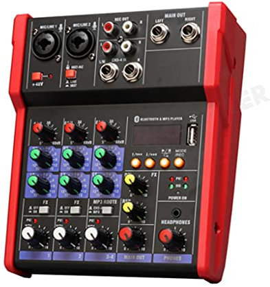 Bluetooth 4-Channel Dj Controller Mixer Professional Mixing Console with Reverb Effect for Home Live Stage (Color : A) (A)
