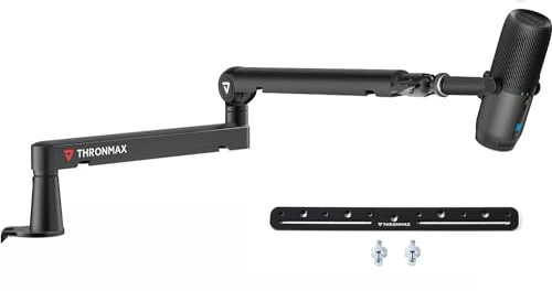 THRONMAX S6 Mikrofon arm, Boom Arm einstellbar 360 ° drehbar Mikrofonarm Schreibtisch, Mikrofonständer Tisch integriertes Kabel, Aus Strapazierfähigem Stahl, Blue Yeti, Universal, Black