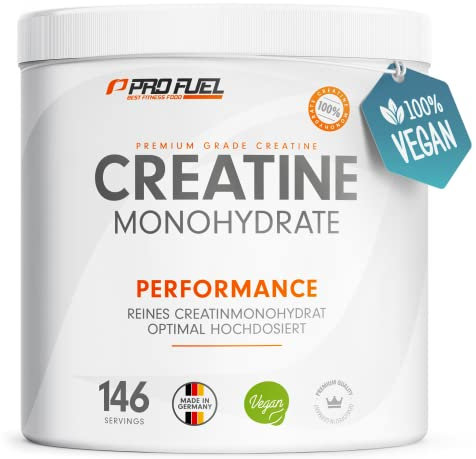 ProFuel Creatin Monohydrat Pulver 500g - Kreatin Monohydrat in mikronisierter Qualität - Creatine-Monohydrate optimal hochdosiert - reines Creatin-Pulver ohne Zusätze, 100 vegan - für 146 Anwendung