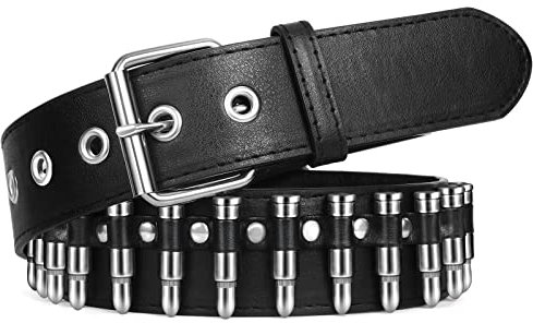 SUOSDEY Nietengürtel Bullet Gotisch Gürtel Metallic Rock 'n' Roll Punk Damen Herren für Jeans Kleids Hose schwarz