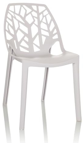 hjh OFFICE Indoor Chaise à Coque ARTIFO TRI Chaise en Plastique pour l'extérieur, empilable, 729446, Blanc