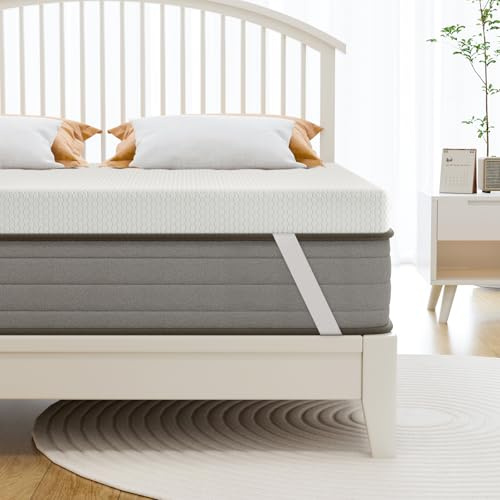 wowttrelax Gel Memory Foam Mattress Topper King Bed, 3in Dual-Layer Extra Thick, Flexible Ventilated Design With Washable & Removable Knitting Cover, Back Pain Support (150x200x7cm)