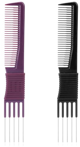 Lift Teasing Combs with Metal Prong 2 Pack Salon Teasing Back Combs Lifting Fluffing Comb with Metal Pick