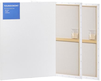 Lot de 3 toiles de 60 x 80 cm - Châssis en lin - 440 g/m² - Sans acide - Apprêt blanc - Pour peinture acrylique, peinture à l'huile, gouache