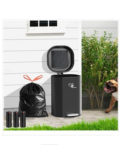 Meegood Dog Poop Trash Can, 18L/4.76 Gal Stainless Steel Kitchen Garbage Can, Recycling or Waste Bin, Soft Close, Step-On Pedal, Removable Inner Bucket & Free Waste Bags (Trash Can)