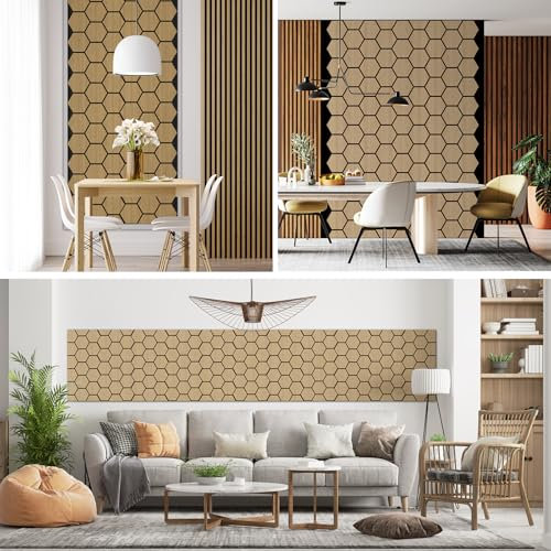 Akustikpaneele Holz im 2er-Set - 76 x 57,4 x 1,8cm - Akustik Wandpaneele für Flur Wohnzimmer Innenwand Dekoration in Holzoptik, Wohnzimmer, Studios, moderne Wandverkleidung (13# Klassik Eiche)