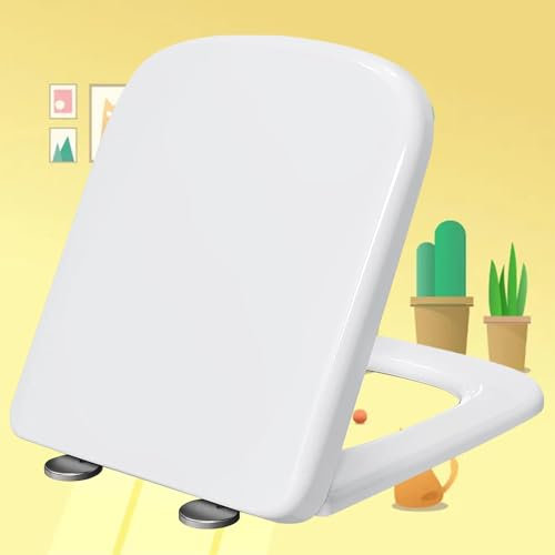 Absenkbarer Toilettendeckel Eckig Antibakteriell Wc Sitz Quick Release Antibakterielle Klobrille aus Duroplast Wc-Sitz Quick Release, Top-Installation,white-36 * 44cm