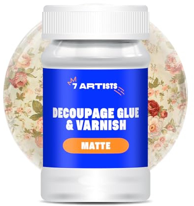 7 Artists Decoupage Kleber Lack Wasserfest 100 ml Matt - Serviettentechnik Kleber auf Wasserbasis | Serviettenkleber für Serviettentechnik | Servietten Kleber zum Basteln