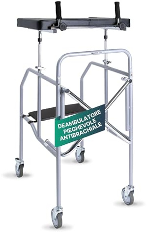 REMEDIA ONE - Deambulatore con Seduta con Tavolino e Maniglie Regolabili - Girello per Anziani e Disabili Pieghevole da Interno o Esterno - Deambulatore per Anziani 4 Ruote