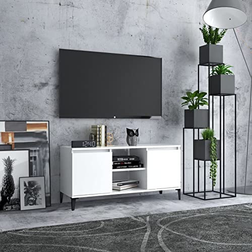 ShGaxin TV-skåp, moderna vardagsrumsmöbler, TV-skåp, vardagsrumsmöbler, kompletta moderna vardagsrum, TV-set, med vita metallben 103,5 x 35 x 50 cm