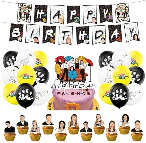Friends TV Show Party Supplies – Décorations d'anniversaire avec ballons, décorations de gâteaux et bannières