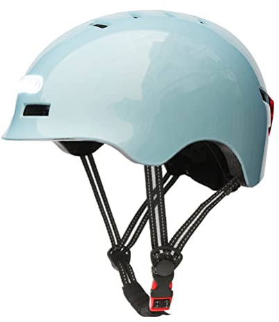 Ghzste Casco de bicicleta con faro LED, casco de bicicleta LED para adultos, casco de protección USB recargable para bicicleta, scooter, bicicleta nocturna, escalada (M)
