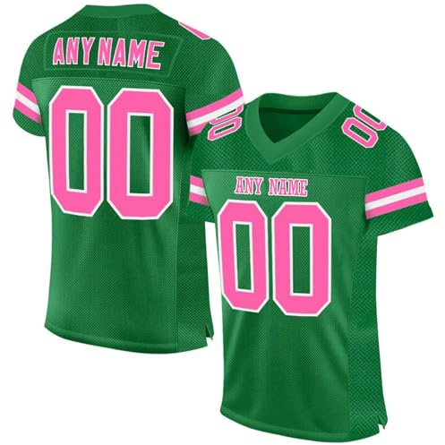 Personnalisé Sport Maillot de Football Américain pour Hommes Femmes Jeunes Préscolaires Personnalisable avec Logo Nom et Numéro de l'équipe T-Shirts Manches Courtes à Séchage Rapide