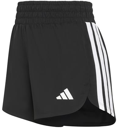 adidas Donna Pacer Workout Woven High Rise Shorts, Black/White, S 3 inch