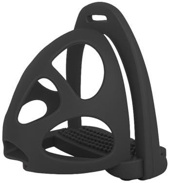 AK CagePro Lightweight Plastic Horse Stirrups – Durable Pair of Riding Stirrups with Safety Cage for Equestrian Training & Trail Riding AKRS-6045-01 (Black, 4.75'')