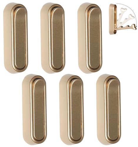 iHangers Foldable Heavy-Duty Wall Coat Hooks, 6-Pack Aluminum Alloy Screw-Mounted Hooks for Towels, Coats, Bags, Rustproof Design for Bathroom, Kitchen, Entryway (Luxury Gold)