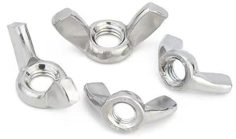 5Pcs M8 Wing Nuts,304 Stainless Steel Fasteners Parts Butterfly Nut,Hand Twist Tighten Ear Nut,Plain Finish