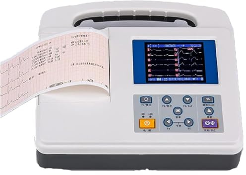 WEIZIIA Monitor de ECG portátil, electrocardiógrafo de 3 Canales y 12 derivaciones, con sis-Tema de impresión térmica, Modo de demostración de Forma de Onda de ECG.