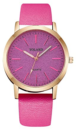 Damklocka klocka silikonrem mode damklocka kvarts herrklockor järnväg godkända klockor för män, Rosa (Hot Pink), En storlek