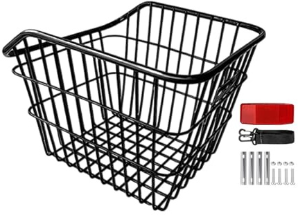 Gralara Basket Metal Mesh Basket Carbon Steel Rear Wheel Basket Design And Ventilated Structure for Shopping Commuting Camping Outdoor, without Lid