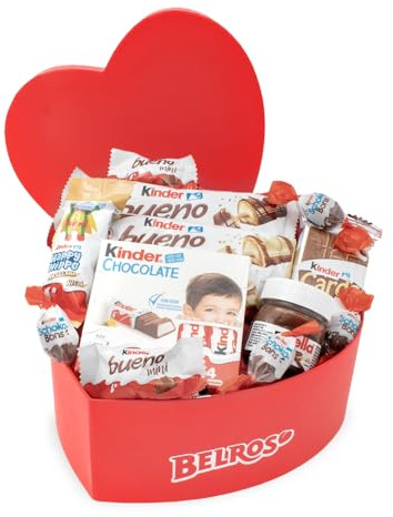 BELROS Surtido de Chocolates. Incluye Caja con Forma de Corazón. Dia del Padre y Dia de la Madre, Idea para Regalo Romantico, Ocasión Especial. Ideal Parejas. Variedad de Dulces
