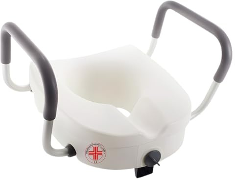 REMEDIA ONE – Rialzo WC per Anziani con Blocco Centrale, Alzata per WC Universale con Braccioli, Alzawater per Protesi Anca – Bianco, 13 cm