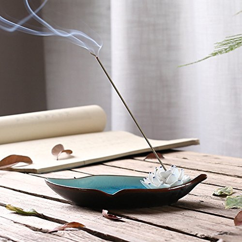 Brûleur Encens Encensoir Lotus Brûle Encens Céramique Porte-Encens Classique et Vintage Décoration Maison Club pour Bureau Yoga Cadeau Noël