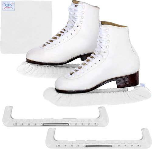 CRS Cross Set regalo di protezioni per pattini in linea, bagnatori e asciugamani, protezioni per pattini in linea e coperture morbide per pattinaggio artistico o hockey (valzer bianco, L)