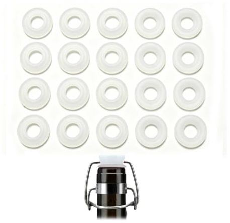 25 Pezzi Guarnizioni Tappi Bottiglie Vetro,Silicone Guarnizione,Guarnizioni Bottiglie Vetro,Guarnizioni Bottiglia Vetro Tappi Silicone,Rondella in Gomma per cap Swing Top Bottiglia di Vetro White