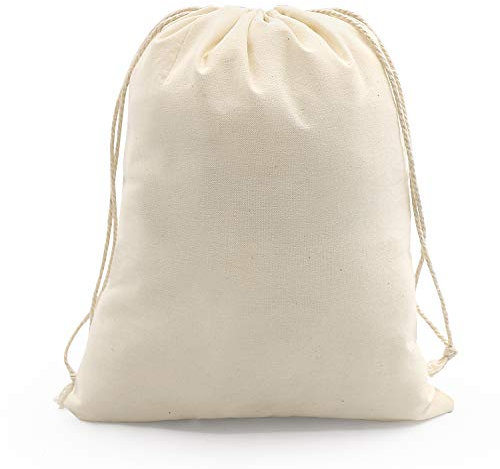 SumDirect Lot de 20 grands sacs en mousseline de coton naturel, réutilisables et respectueux de l'environnement avec cordon de serrage pour le stockage des aliments, sachets, fêtes (L 20 x 25 cm)