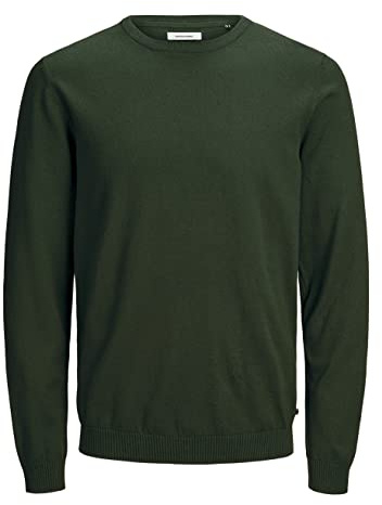 JACK & JONES Jjebasic Noos - Jersey de Punto con Cuello Redondo para Hombre, Verde (Rosin)., L