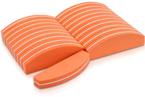 20 Piezas Mini Bloque de Pulidor de Uñas para Uñas Acrílicas de Gel, Limas de Uñas de Media Luna y Pulidores, Esponja de Doble Cara para Esmalte de Uñas Naranja