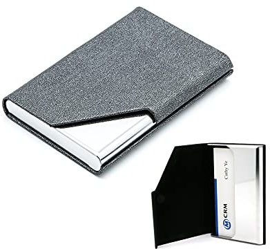 CiciIng Estuche para Tarjetas de Visita, Estuches de Cuero PU para Tarjetas de Visita, Tarjetero con Cierre magnético, Estuche para Tarjetas de Visita para Hombres y Mujeres (Gris)