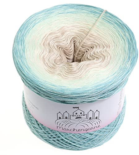 Farbverlaufsgarn Bobbel Wolle Größe wählbar Strickwolle Häkeln (Feendrache - Jade außen, 200g/1000m - 3Fach)