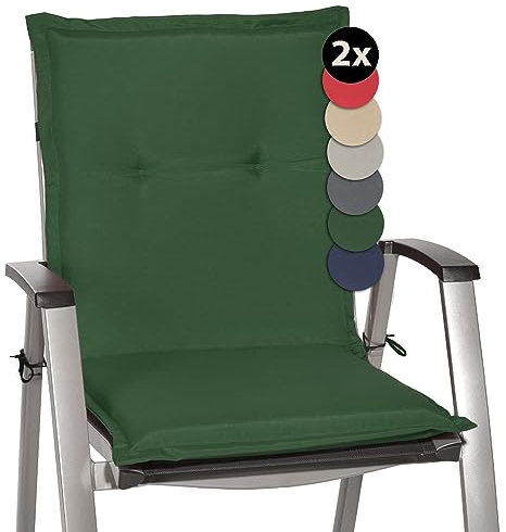 Beautissu 2er Set Niedriglehner Auflage Gartenstuhl 100x50x6 cm Loft NL - Sitzkissen Niederlehner Rückenkissen niedrig Stuhlkissen Schaumkern Füllung Kissen Dunkelgrün