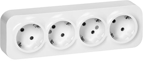 Miratic Enchufe Pared Schuko Toma de Corriente Pared IP20 Enchufe de Superficie Blanco 16A/230VAC Duradero y Seguro para Uso Doméstico y Comercial