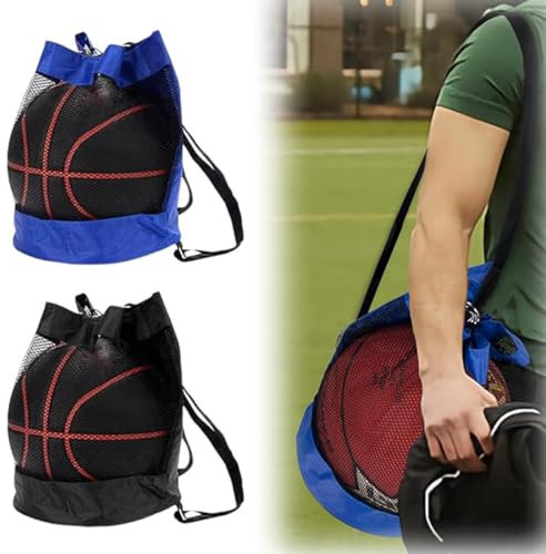 LAKJUOZ 2 Stück Fußball Meshbag, Ballsack Ballnetz, Mehrzweck Sport Netztasche, Mesh Strandtasche Gym Sack Rucksack Tragbare Ballnetz Für Fußball Basketball Tennis Volleyball Rugbyball