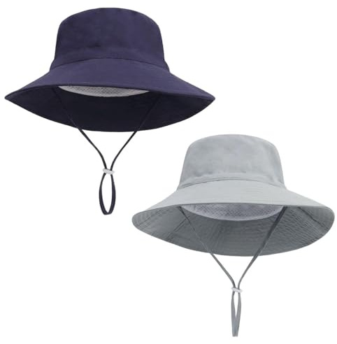 2 stycken barnsolhattar, babysolhattar, vikbara babyhattar, enkla enfärgade solhattar, justerbara fiskehattar, andas och snabbtorkande strandhattar