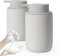Autumnlife Seifenspender Set Schaum, 2 Stück Schaumseifenspender Matt Grau Seifenspender mit Großer Pumpe und Etikett, Keramik Dish Soap Dispenser Geeignet für Küche Bad Arbeitsplatte | 350ml