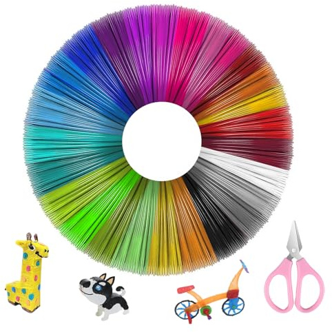 Nadisean 3D Pen Filament Refills, 30 Colors 3D Printing Filament Refills, PLA 1.75 mm Filament, 5 Metres Each, Total 90 Metres, with 1 Scissor for Most Intelligent 3D Pen, 3D Printer, Art, Crafts