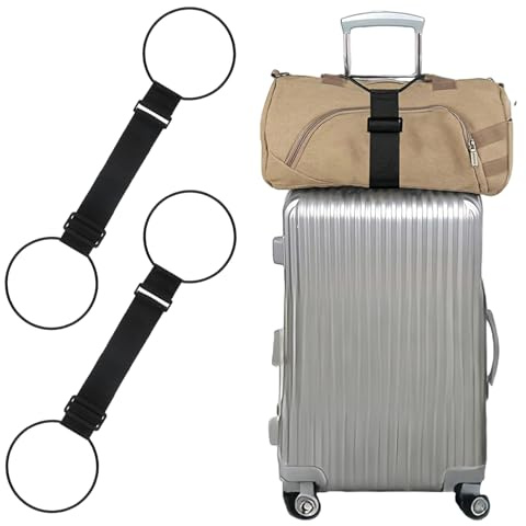 2 Pièces Sangles Fixation ÉLastiques pour Bagages Réglables | Accessoires de Valise de Voyage Sangles de Bagages Réglables pour valises, pour Fixer des Sacs (Noir)