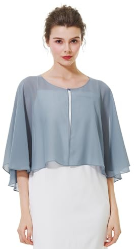 BEAUTELICATE Estola de gasa para mujer, bufanda festiva de gasa, con ribete de satén, sin mangas, bolero, cárdigan de punto para boda, vestido de noche, vestido de novia, vestido de verano, Talla