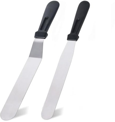 2 Pcs Palette Knife Baking Pallet Knife for Cake Decorating Angled Stainless Steel Icing Spatula Cake Palette Knife Cake Knife Professional Cake Angled Offset Spatula Cake Scraper,Black