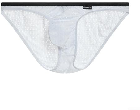 Slip leggero da uomo trasparente con design a tasca rigonfiamento, perfetto per ogni occasione (M bianco)